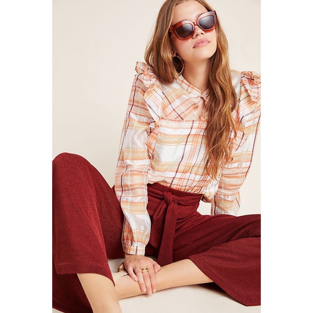 Anthropologie Polly Ruffled Peasant Blouse